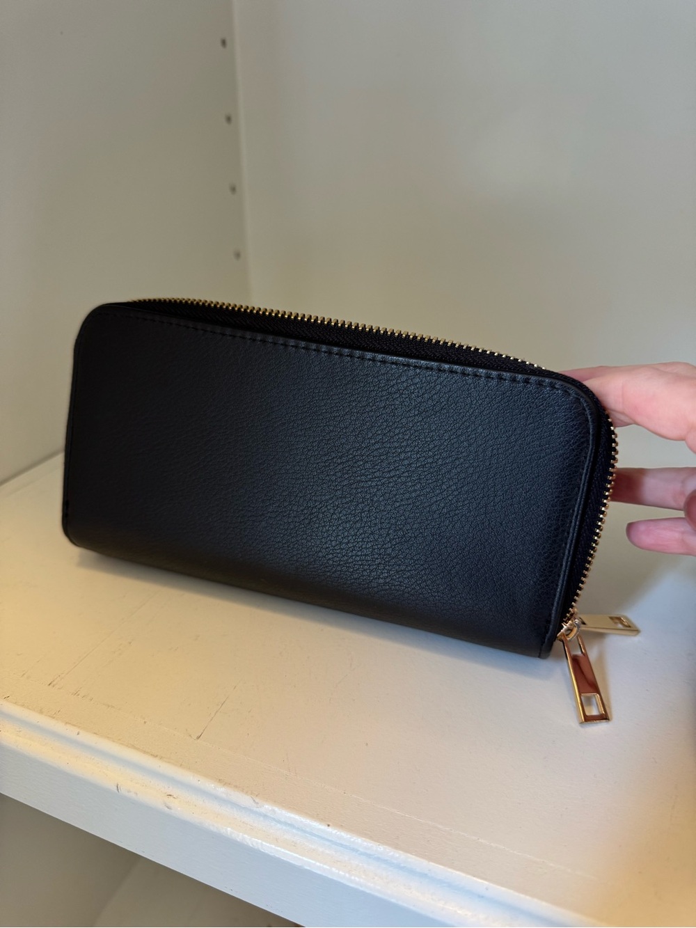 A New Day Black Faux Leather Double Zip Continental Wallet Gold Hardware Target